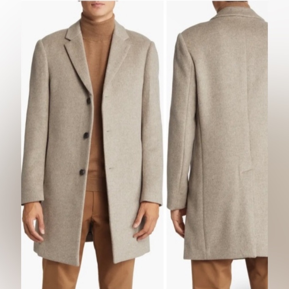 Reiss Oatmeal Gable-Epsom Overcoat